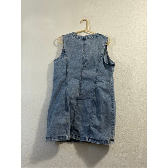 Frye Ladies Denim Mini Dress Size Large Light Wash Sleeveless NEW - Picture 2 of 2
